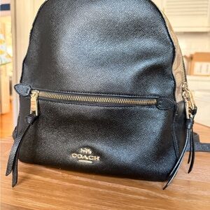 Coach Black and Tan Leather Backpack